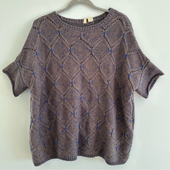 Anthropologie Moth diamond knit boxy cocoon sweater size S/M - Picture 2 of 6